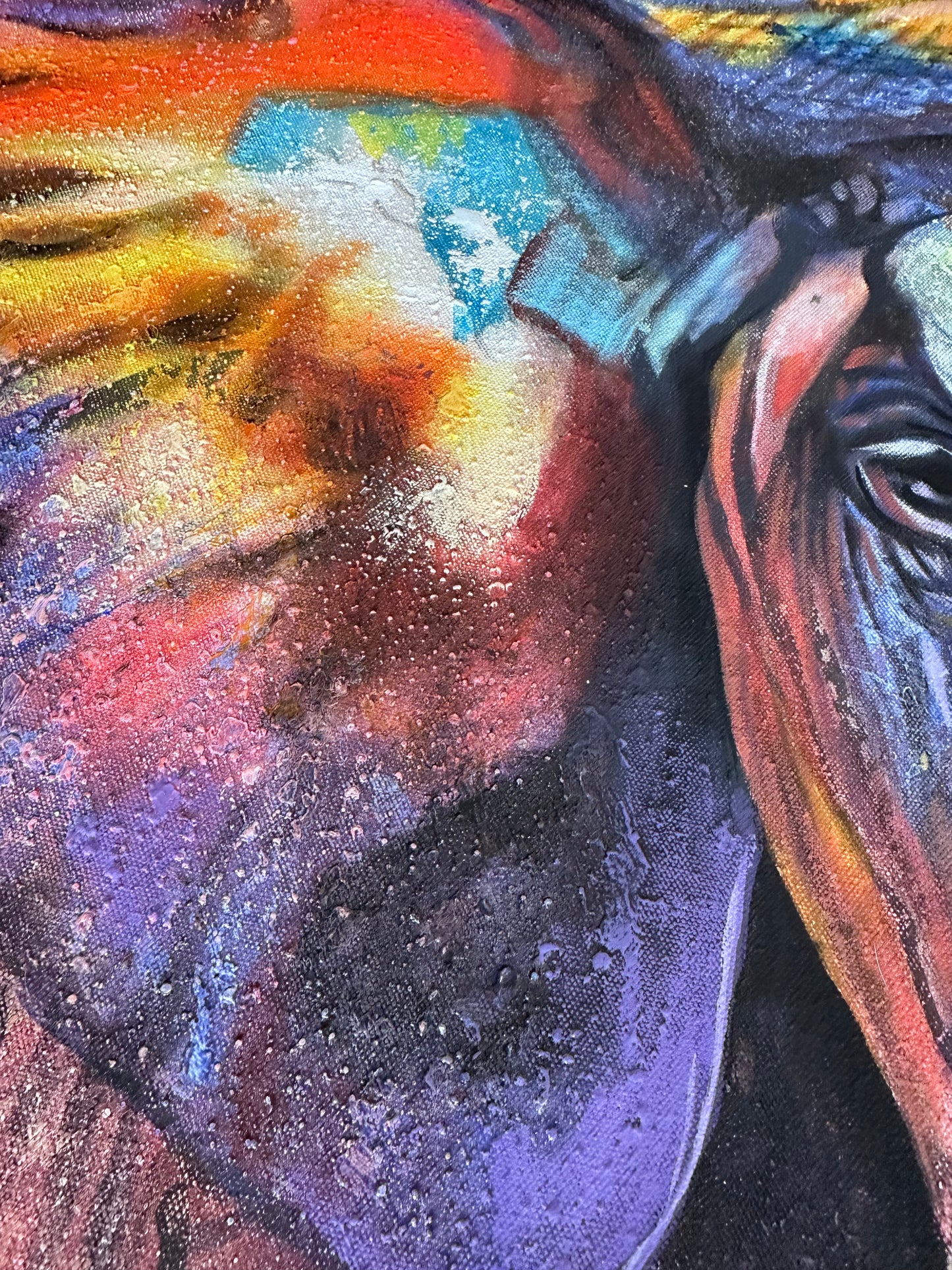Obra Elefante en tonos coloridos