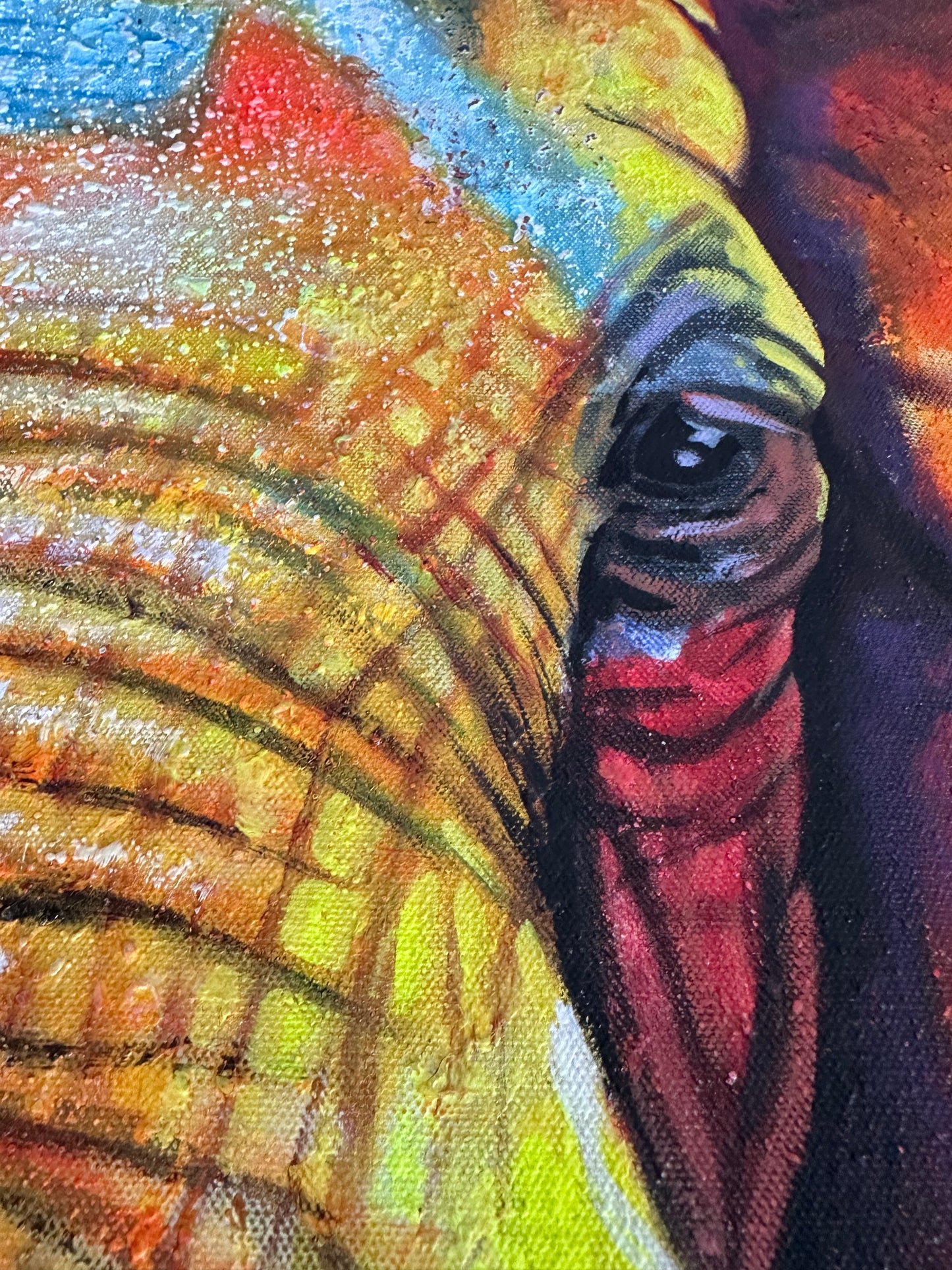 Obra Elefante en tonos coloridos