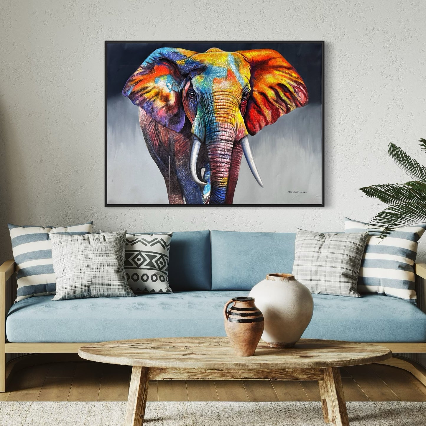 Obra Elefante en tonos coloridos