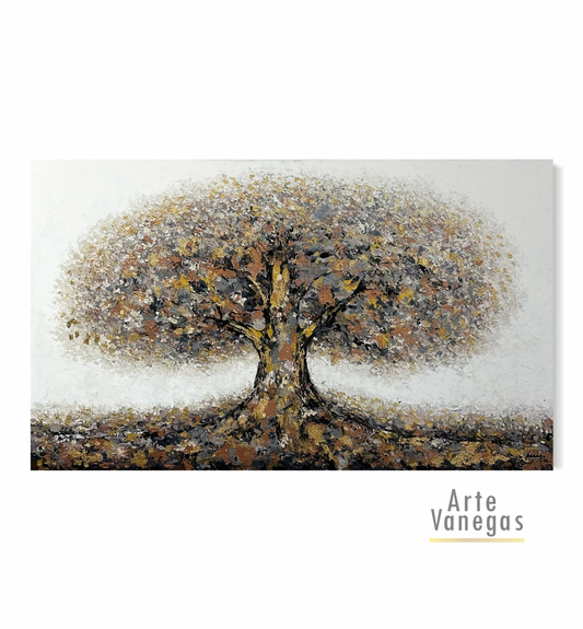 Arbol de la vida con laminilla dorada y plata (150x90cm)