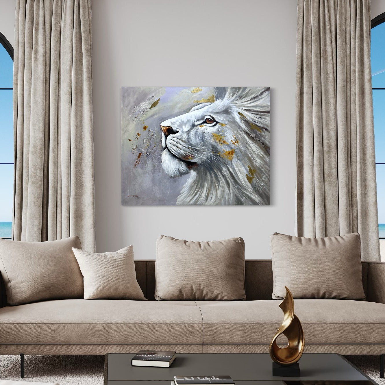 Obra leon blanco (140x100cm)