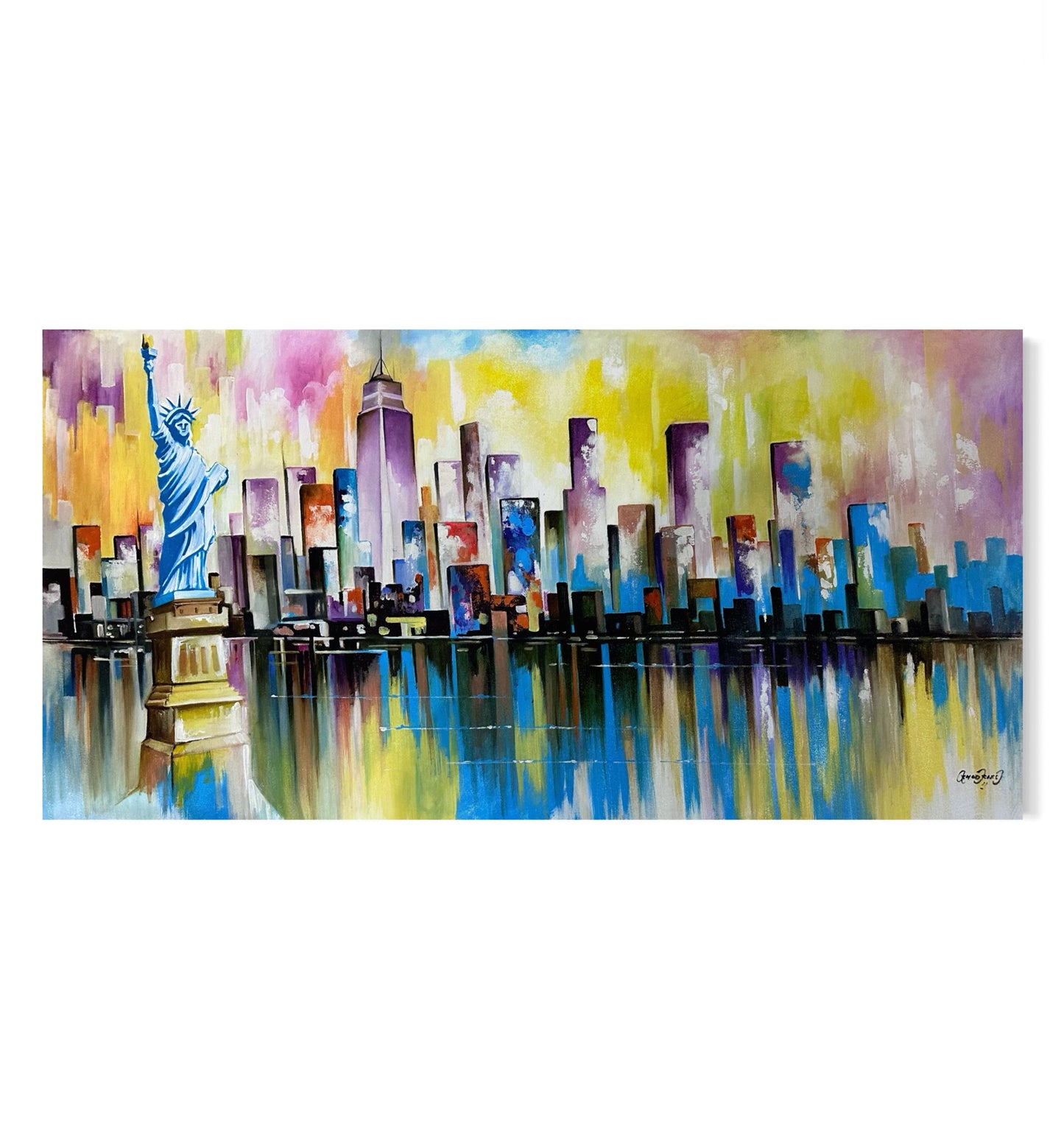 Obra “New York” en tonos cálidos (70x140 cm)