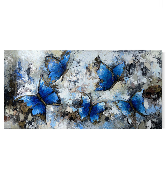 Pintura de Mariposas azules con texturas   (88x177cm)