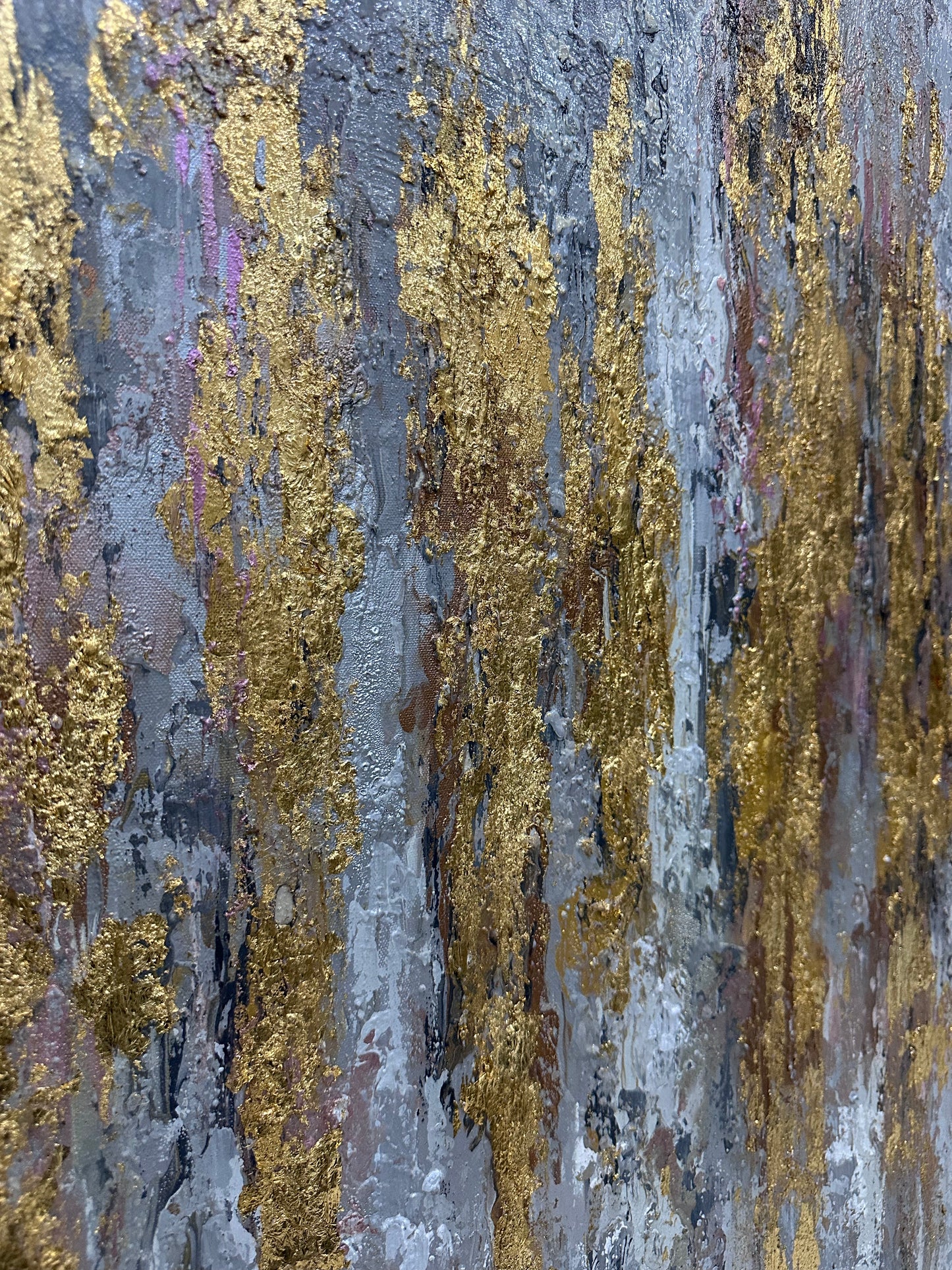 Obra Abstracta en laminilla dorada (80x160cm)