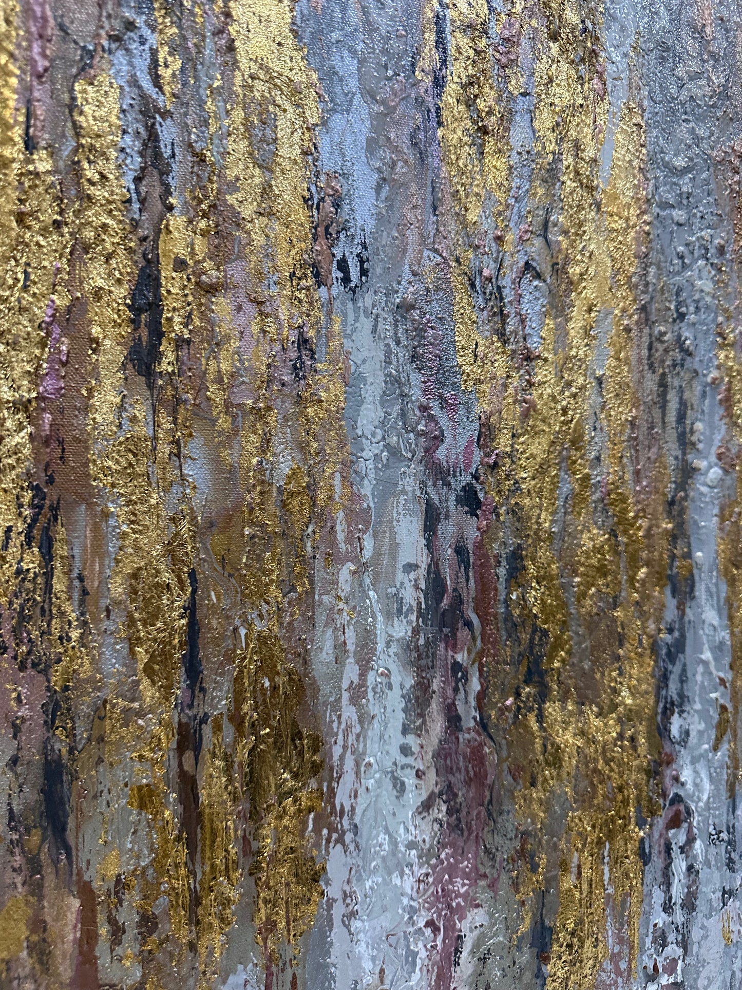 Obra Abstracta en laminilla dorada (80x160cm)