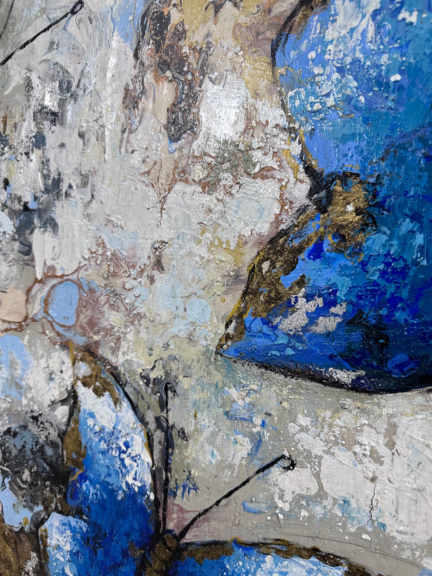 Pintura de Mariposas azules con texturas   (88x177cm)