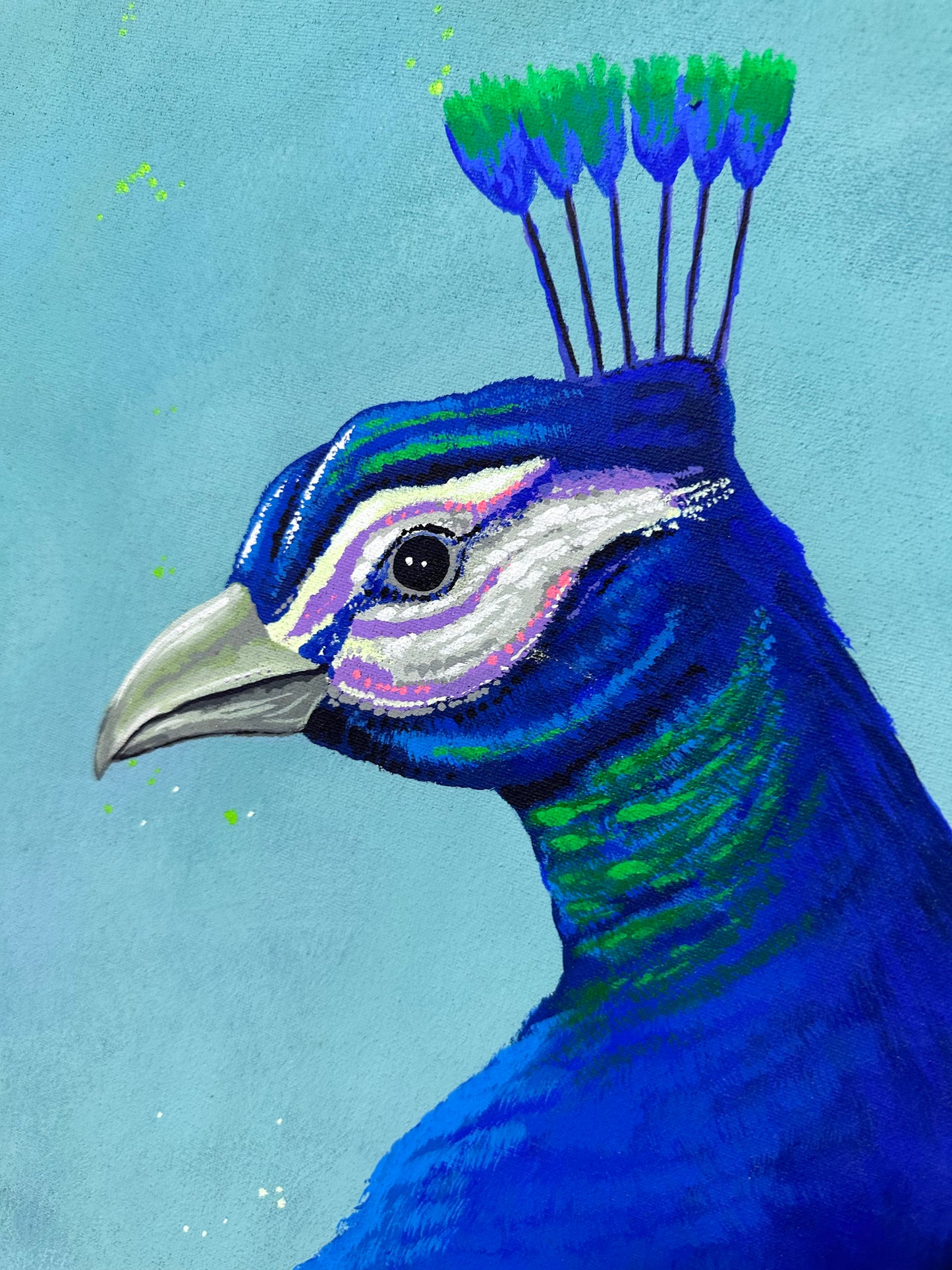 Pintura pavo real en formato vertical
